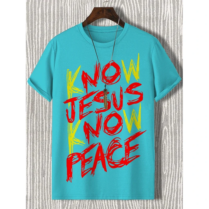 Casual Letter No Jesus No Peace Print Short-sleeved T-shirt 2025 New Street Hip Hop WOMEN'S Versatile Loose Round Neck Tees Tops