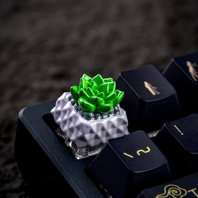 Succulent Keycaps Resin 3D Printing Hand Colored Polished Cherry R4 MX Switch Custom Keycaps for Mechanical Keyboard Accessories