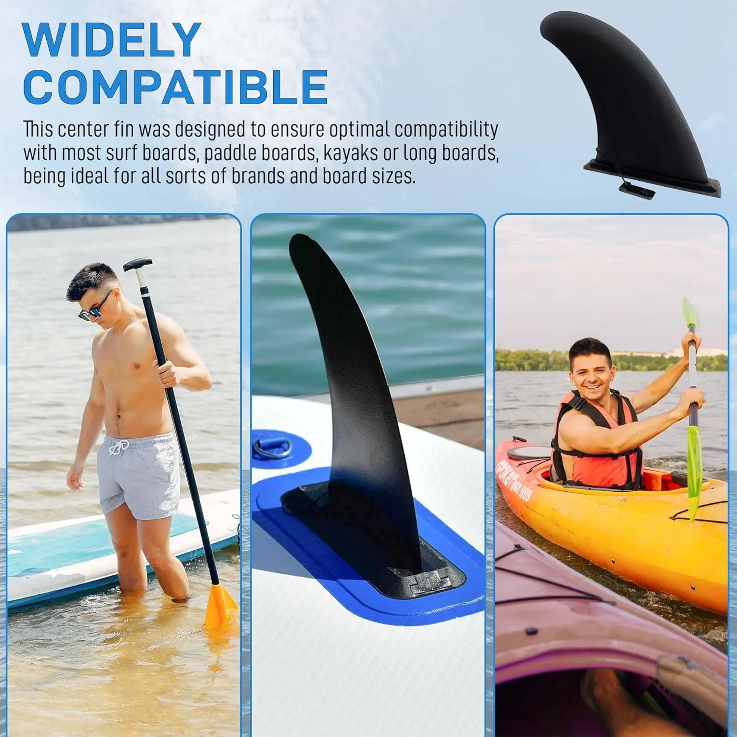

Surfwater Wave Fin SUP Accessory Stablizer Fit Stand Up Paddle Board Surfboard Slide-in Central Fin Side Splitter Socket