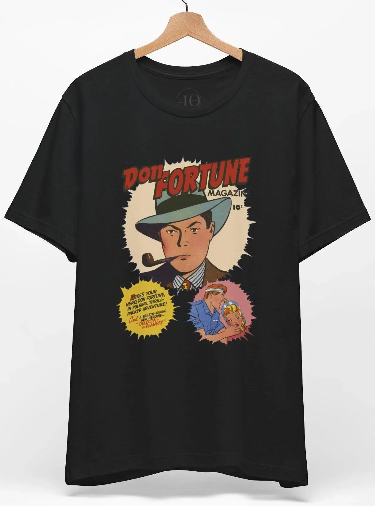 Vintage Comic T Shirt Don Fortune Retro Cartoon Book Lover Novel Pop Art Top s For Him