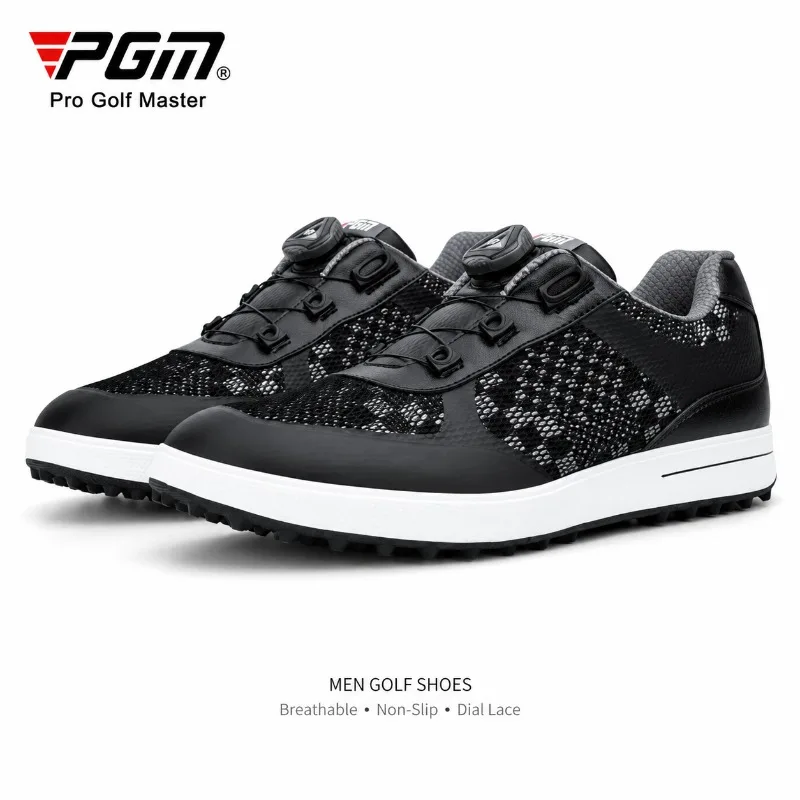 PGM Men's Golf Shoes Dial Lace Breathable Mesh Spikeless Non Slip Training Sneakers