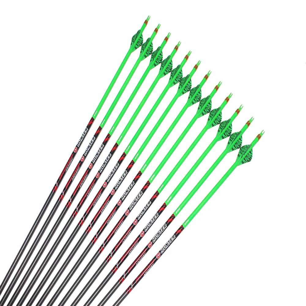 

Dechuang Archery Carbon Arrows ID6.2mm Spine250 300 340 400 500 600 2Inch Arrow Vane 100gr Arrowhead Compound Bow Hunting