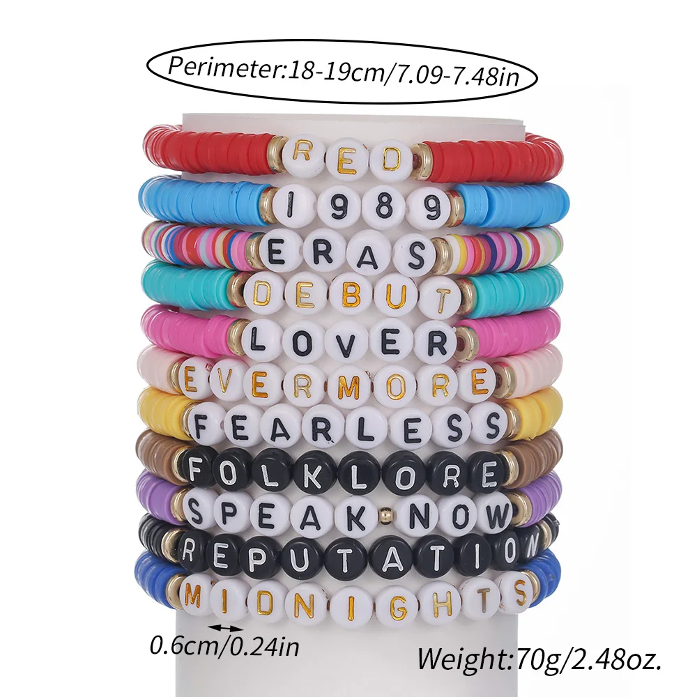 Women Girls 11pcs/Set Music Letter Charms Seed Bead Bracelet Sets Elastic Rope Chain Anklets Girl Kids Bracelet Jewelry Gift