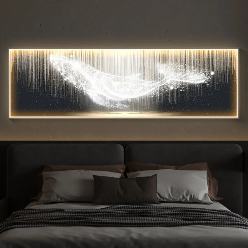 Whale Light Luxury Sofa Background Wall Painting Light with Light Ambience Glow Hanging Picture High-Grade LED Light Hanging Pic