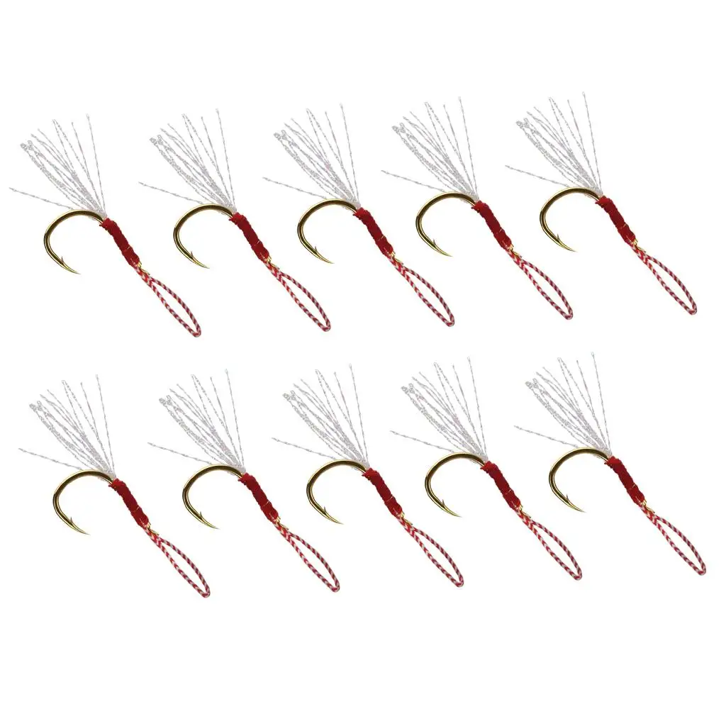 10 lot Fishing Assist Hooks with Braid Line Jigging Jig Hooks Barbed 16#