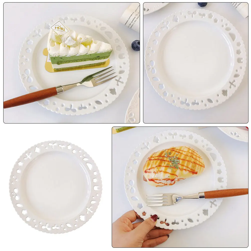 

Microwave Safe Ceramic Plate Small Embossed Serving Dish for Desserts Snacks and Pastries Reusable Elegant Plate for Enhanced