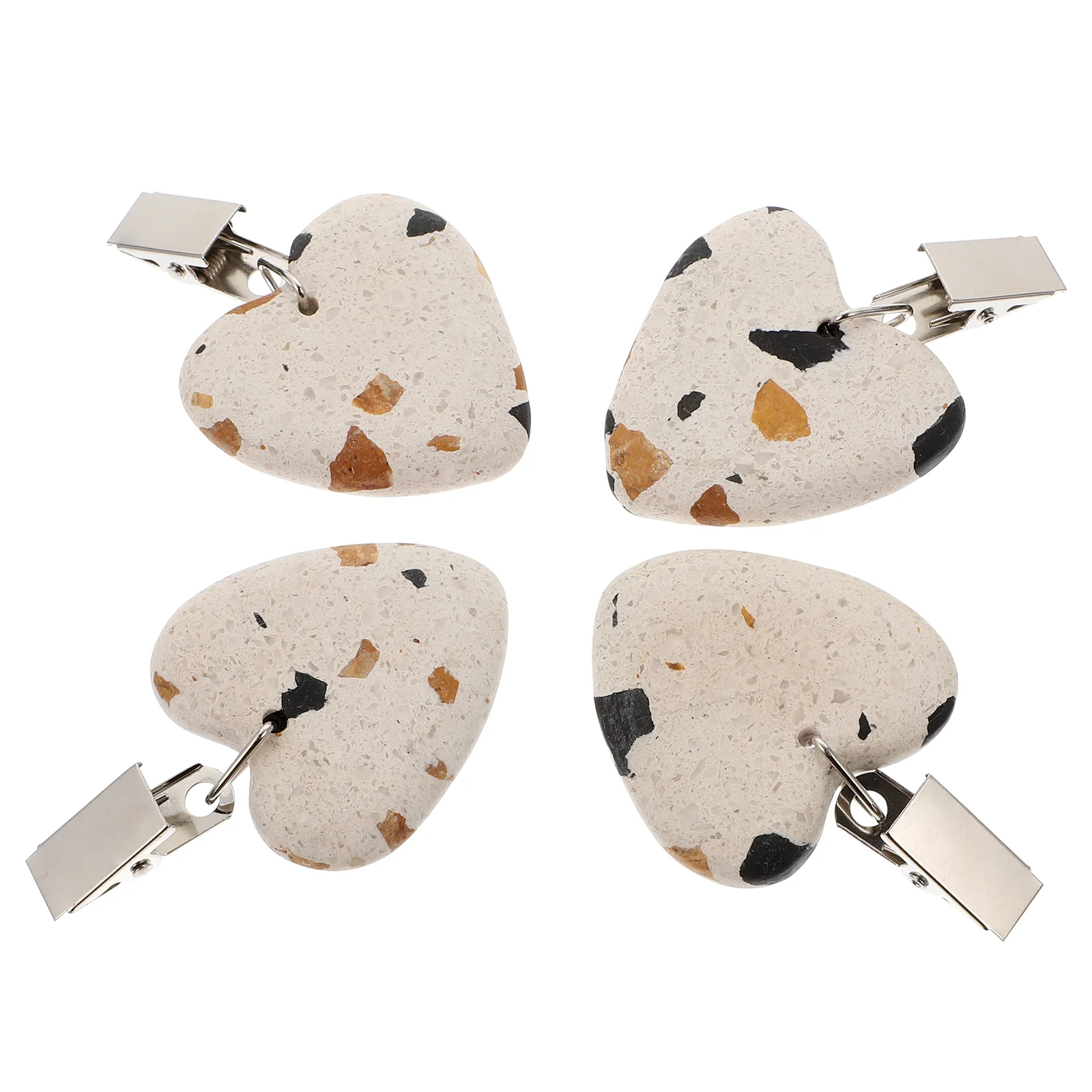 4 Pcs Outdoor Tablecloth Clips Heart Pendant Decorations Marble Decorate Terrazzo