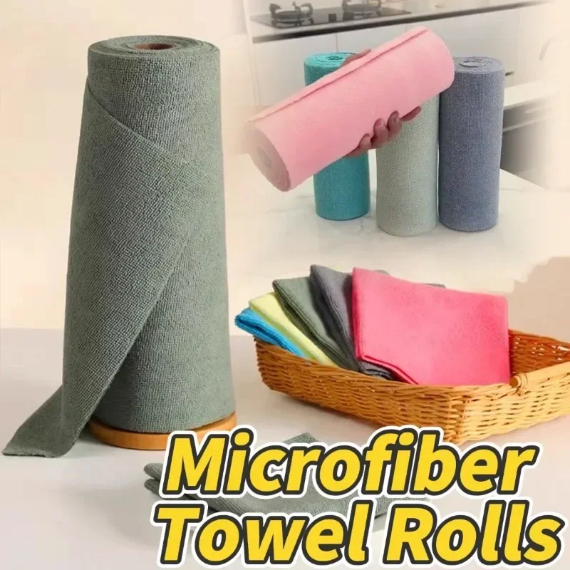 20 Sheetes/Roll Reusable Cleaning Wipe Household Kitchen Cloth Microfiber Towel Rolls Dish Rags Wash Paper Towel Replacement