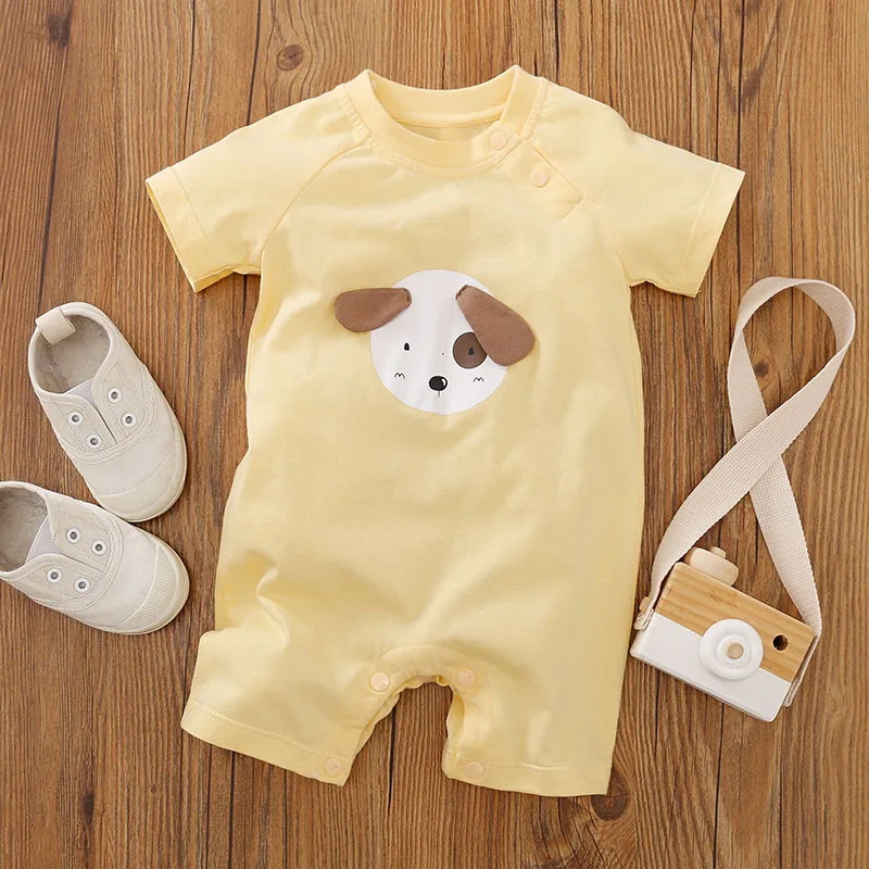 Baby Clothing Casual Clothes Fashion pretty sleeve Outfit Solid Boy yellow Cartoon 100% Cotton short Sleeve  Summer yellow