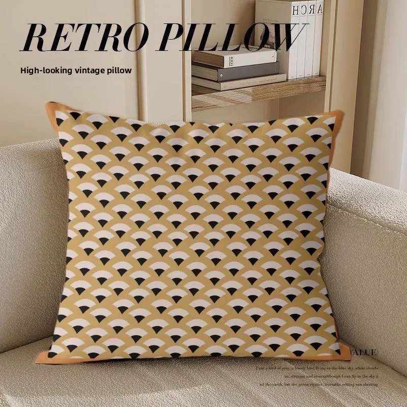 Medieval Retro Light Luxury Pillow Cover Sofa Living Room Cushion Cover High-end Bedside Backrest Square Pillowcase