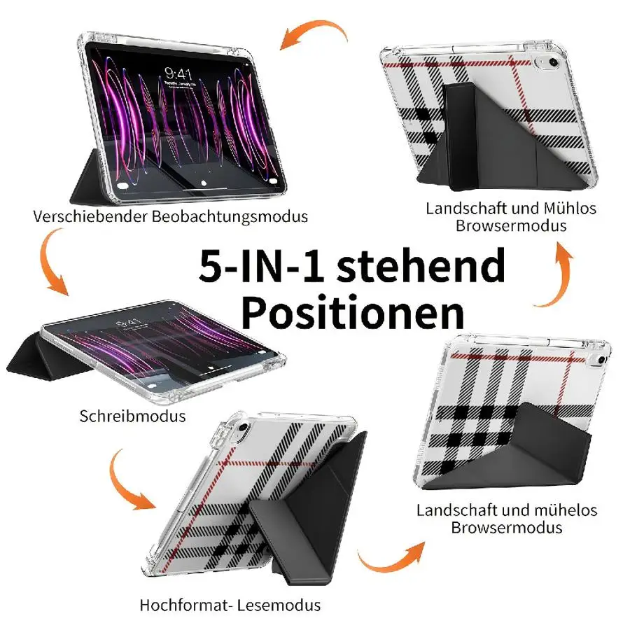 Cute Checkered Pattern Tablet Case For iPad Pro 2025 Mini 6 7 Air 4 5 M3 M2 M4 11inch Pro 11th 10th 9th 8th 7th 12.9inch Holder