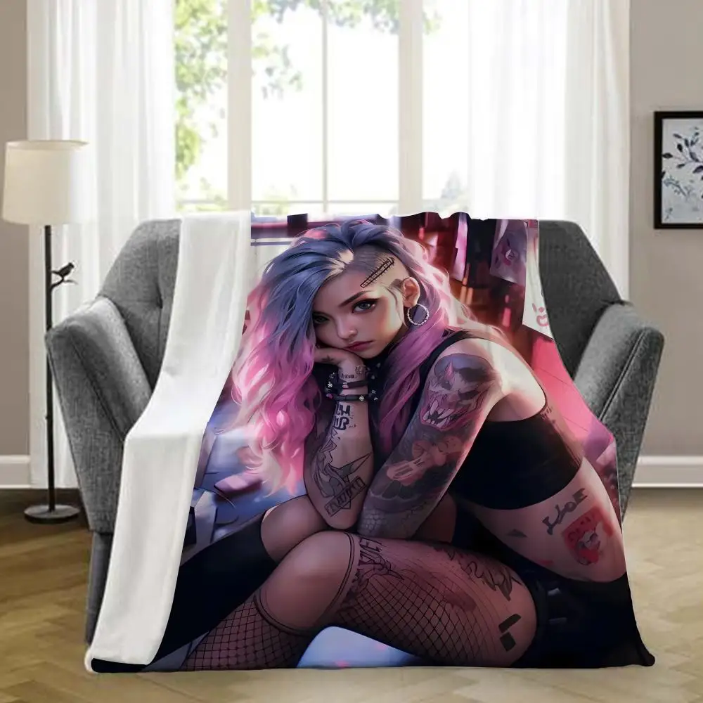 

Kinsinia Throw Blanket Aesthetic Art Flannel Blanket Portable Home Travel Camping Sofa Picnic Thickening Flannel Blanket