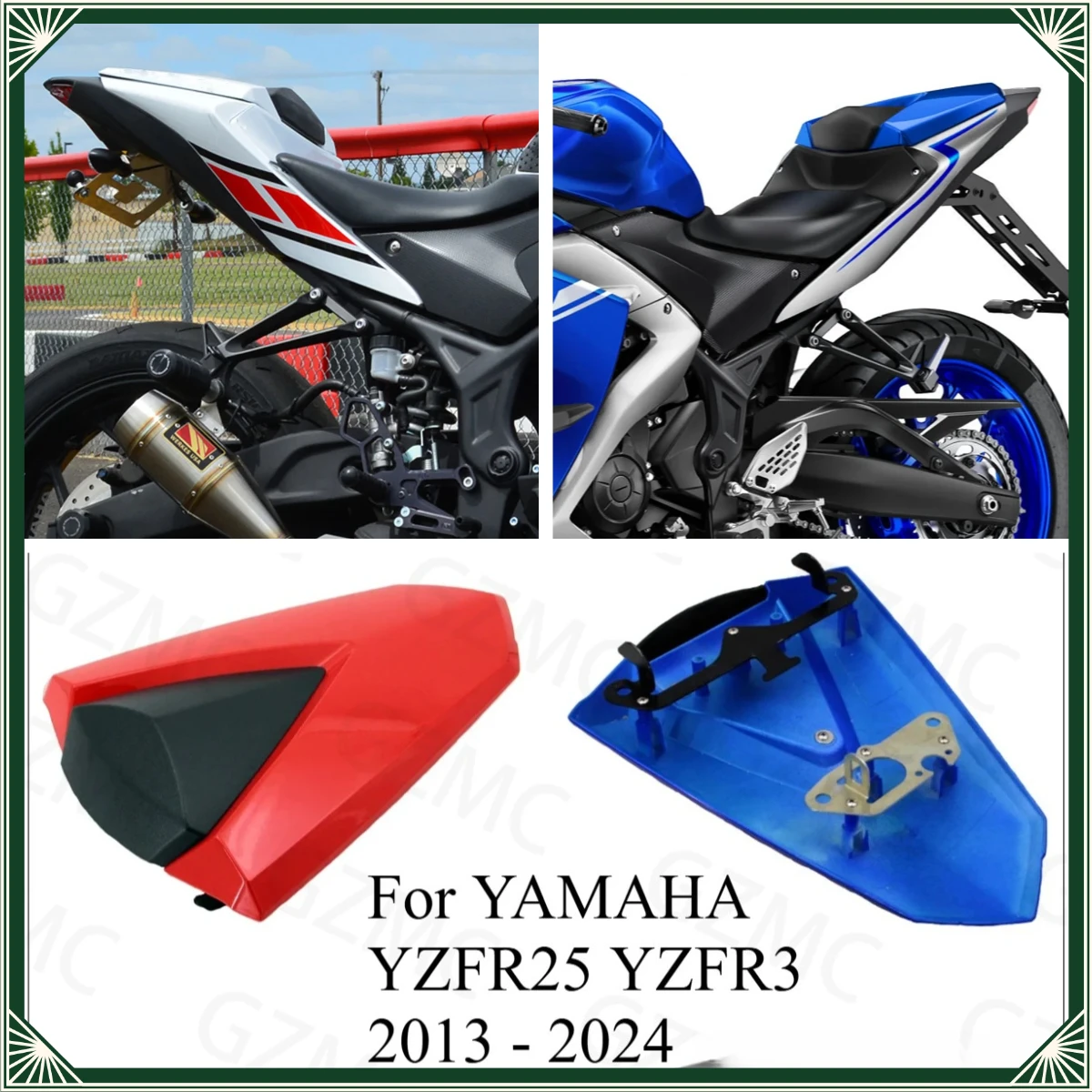 Motorcycle For YAMAHA YZFR25 YZFR3 2013 - 2024 Rear Seat Tail Cover Accessories Rear Passenger Pillion Seat Cover Fairing Cowl