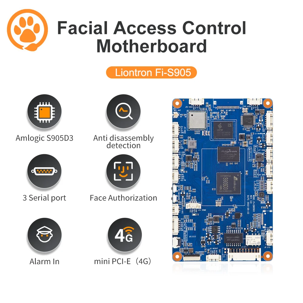 

Liontron Android Development Board Amlogic S905D3 4GB RAM Quad Core CPU HDMI MIPI Facial Motherboard for Access Control