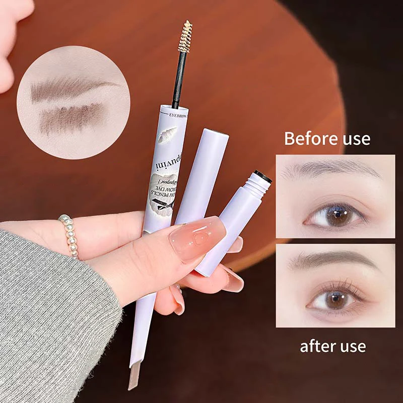 Hot 1Pc Cappuvini 3D Wenkbrauw Kleurstof Crème - Grijs/Bruin Tweekoppige Waterdichte Wenkbrauwpotlood Langdurige Tint Mascara Enhancer