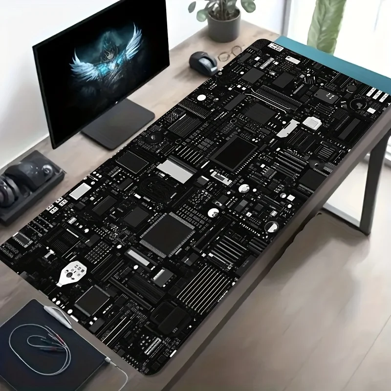 Circuit Board Tech Large Gaming Mouse Pad Desk Mat Non-Slip Rubber Workstation Accessory for PC E-Sports