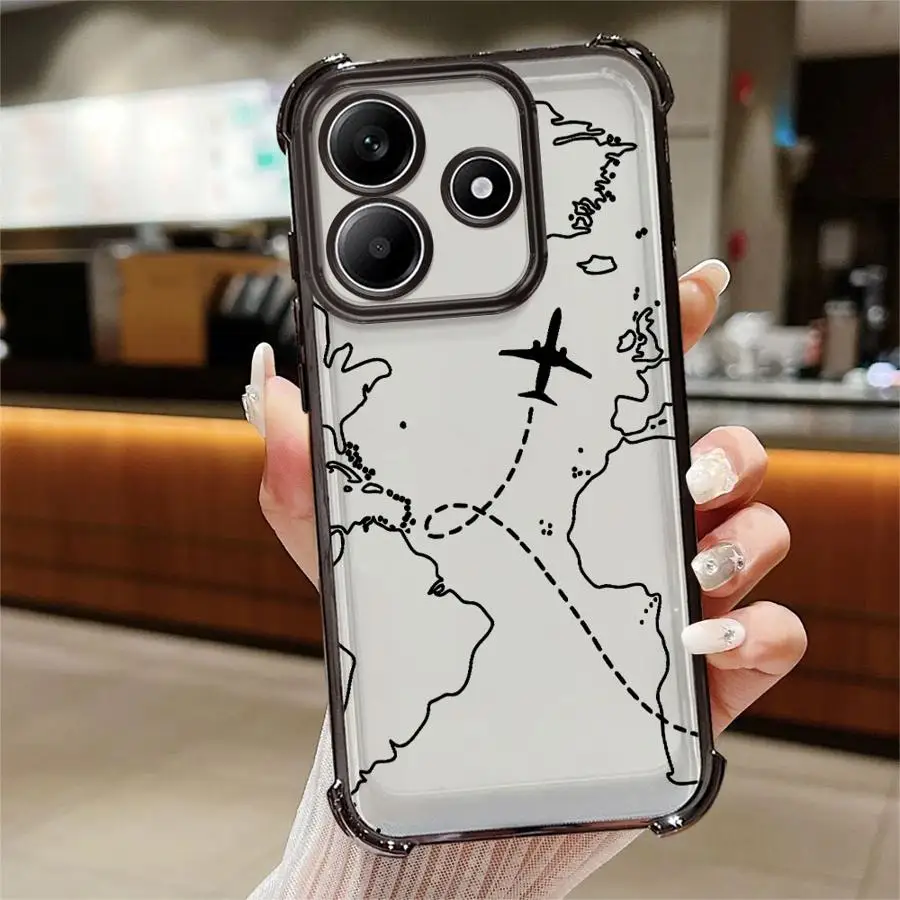 Custodia con mappa topografica per aereo Line per Redmi Note 14 Pro Plus 10 Lite 11s 11 12 13 9S 10s Cover per telefono