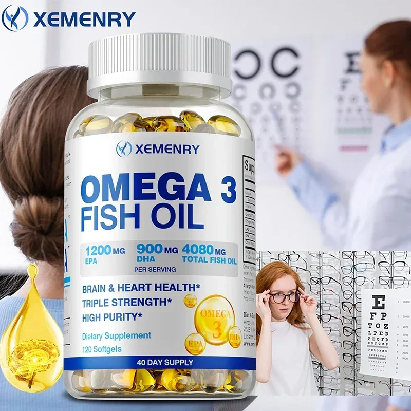 Omega-3 Fish Oil - Support Heart and Immune Function, Improve and Change Lipoprotein Metabolism, Improve Mood, Relieve Stress