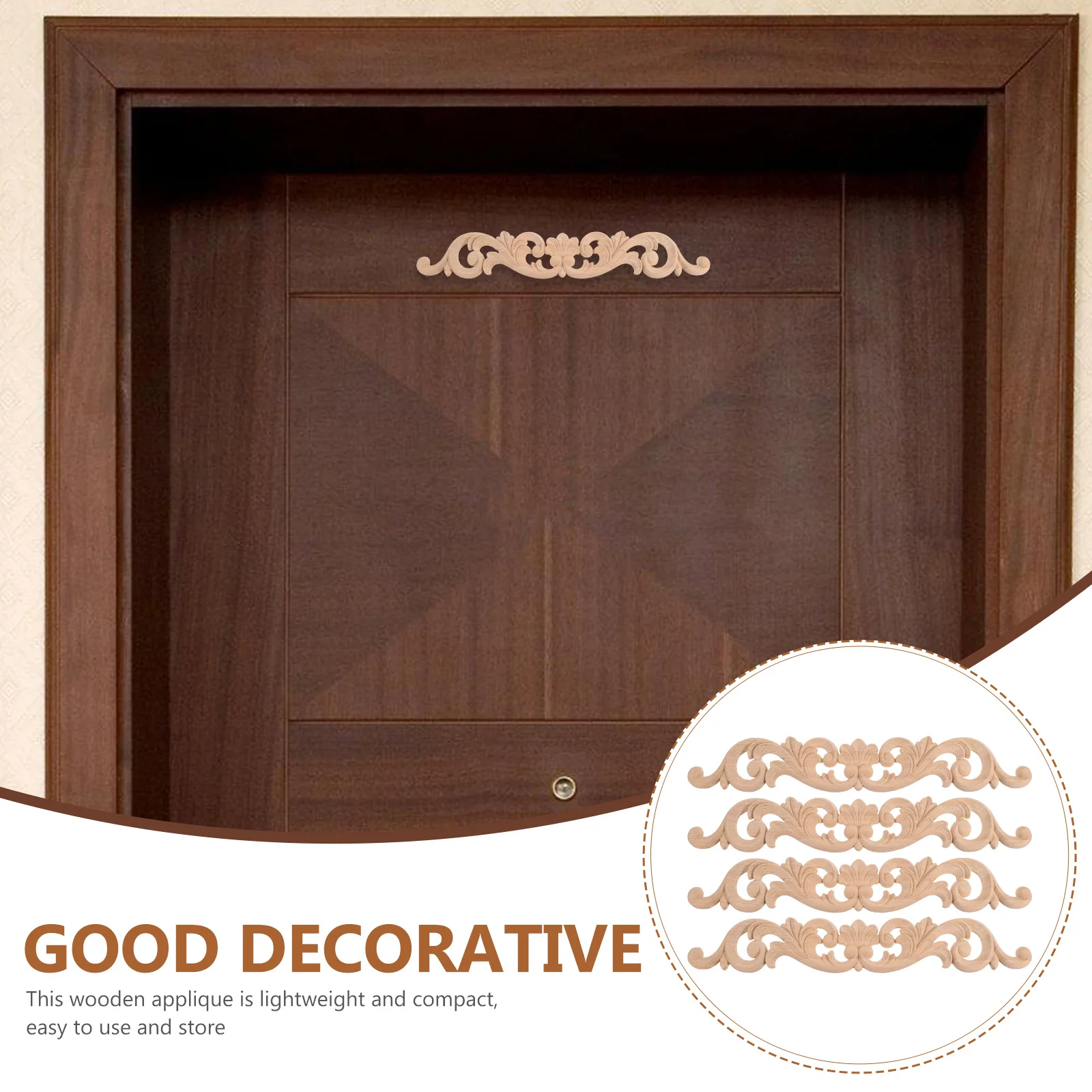 

4 Pcs 30x4 5x0 8cm Carved Wood Appliques Decorative Furniture Onlays Wood Embellishments for Home Sewing Crafts