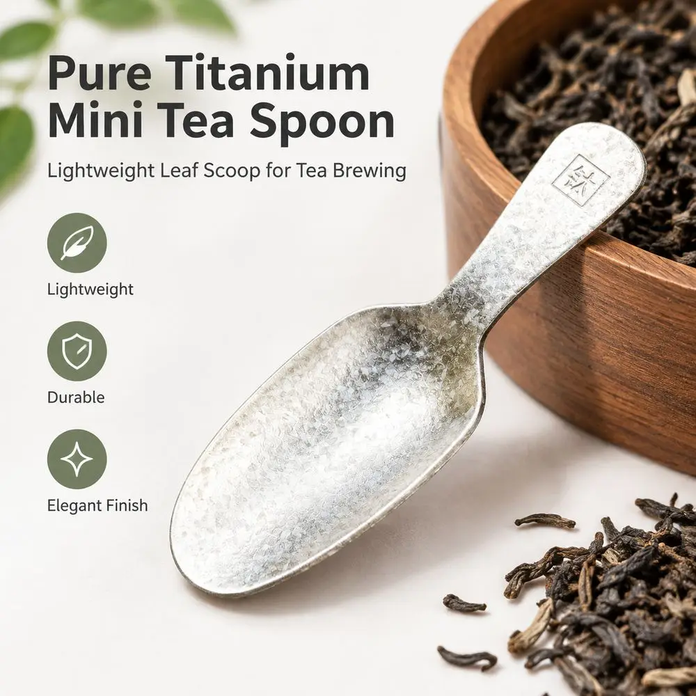 New Silve Titanium Tea Spoon Lightweight Drop-resistant Tea Leaf Spoon Hammered Texture Mini Tea Scoop for Tea Brewing
