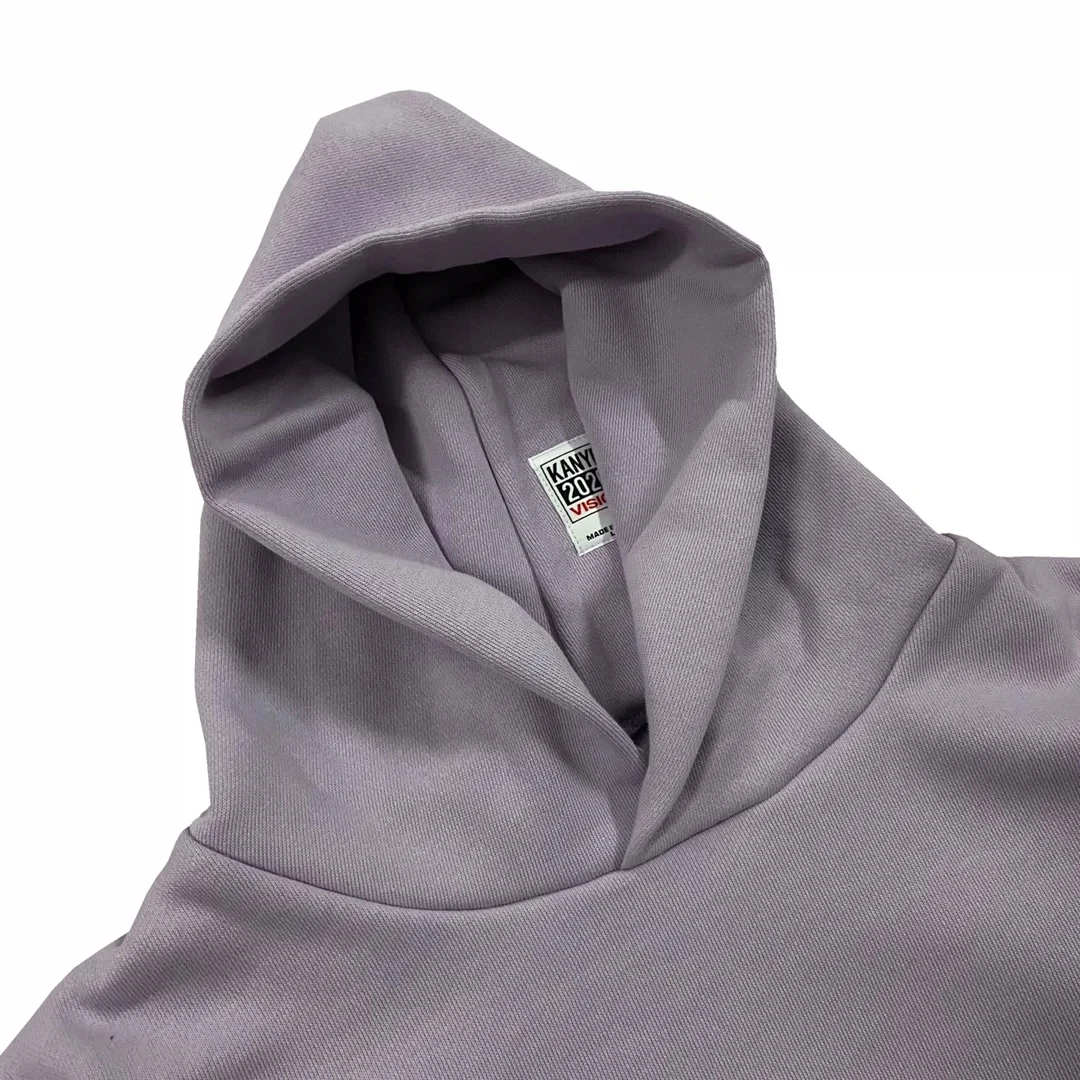 

Purple KANYE YZY Double Layer Solid Hoodie Men Women High Quality Heavy Fabric Hooded Pullover