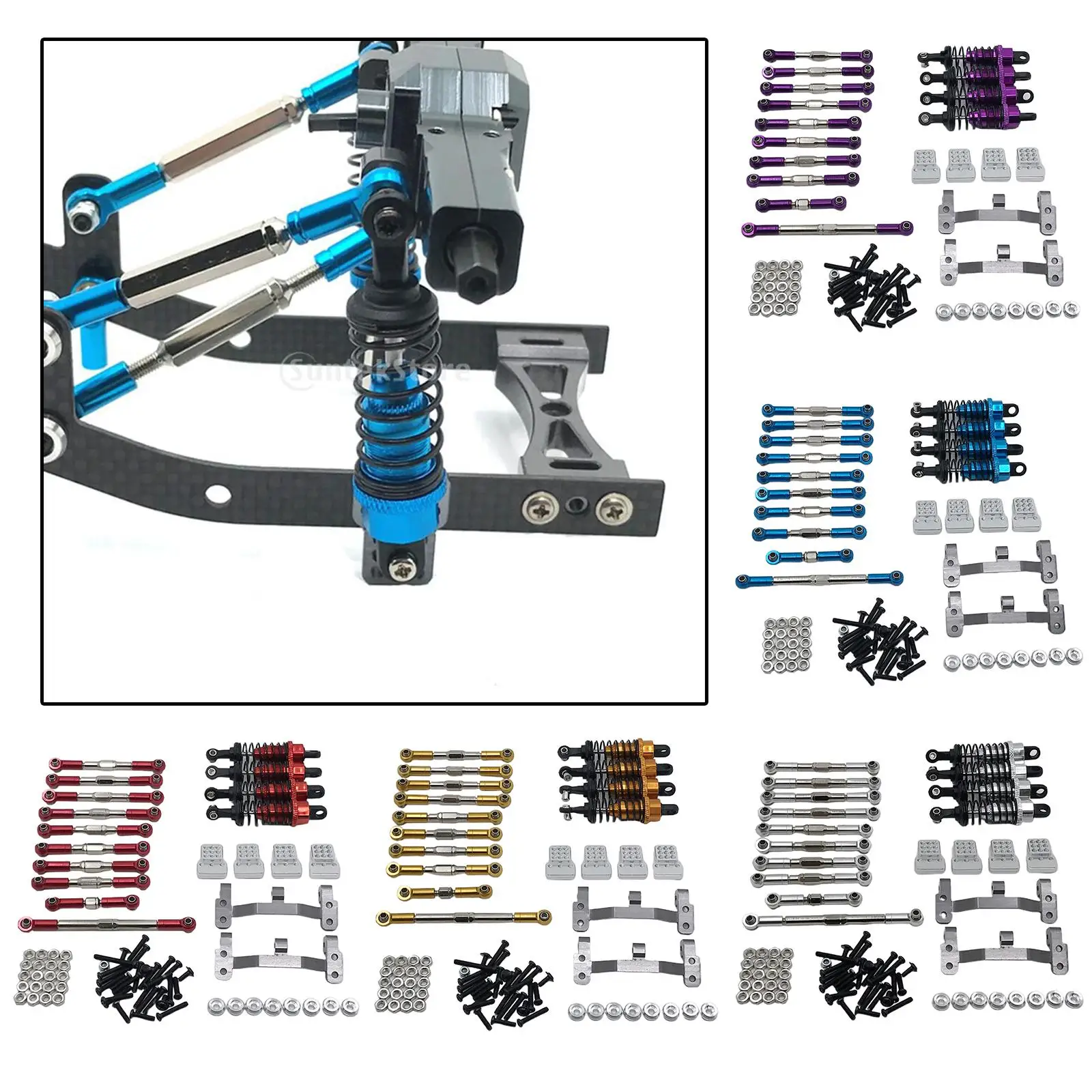 1:16 RC Spare Metal Kit, Front Axle Steering Traction Rod, Damper, Shock Mount for WPL C24, , Crawler Trucks DIY