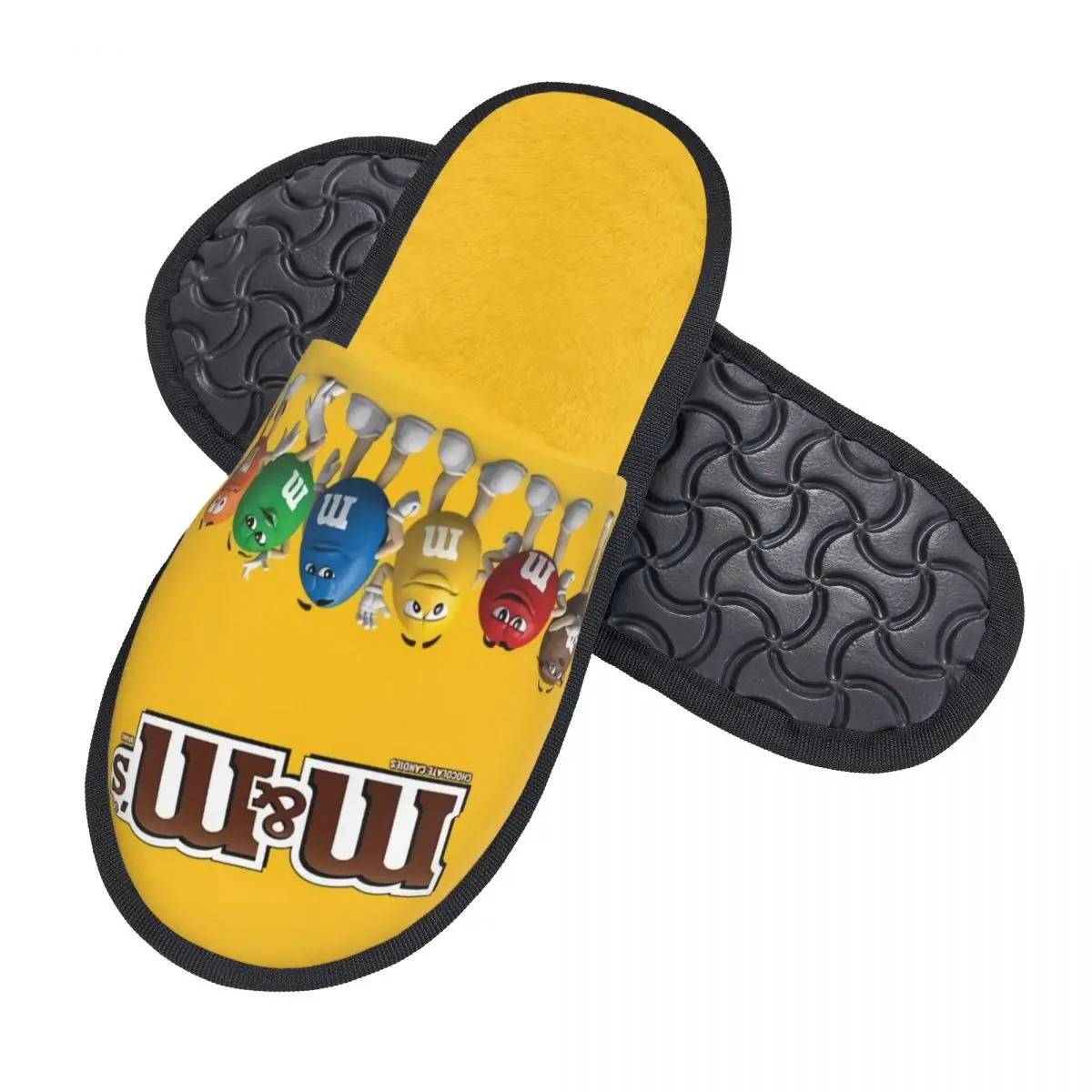 Custom M&M\'s Chocolate Beans House Slippers Cozy Warm Cartoon Candy Chocolate Memory Foam Fluffy Slipper Indoor Outdoor Shoes