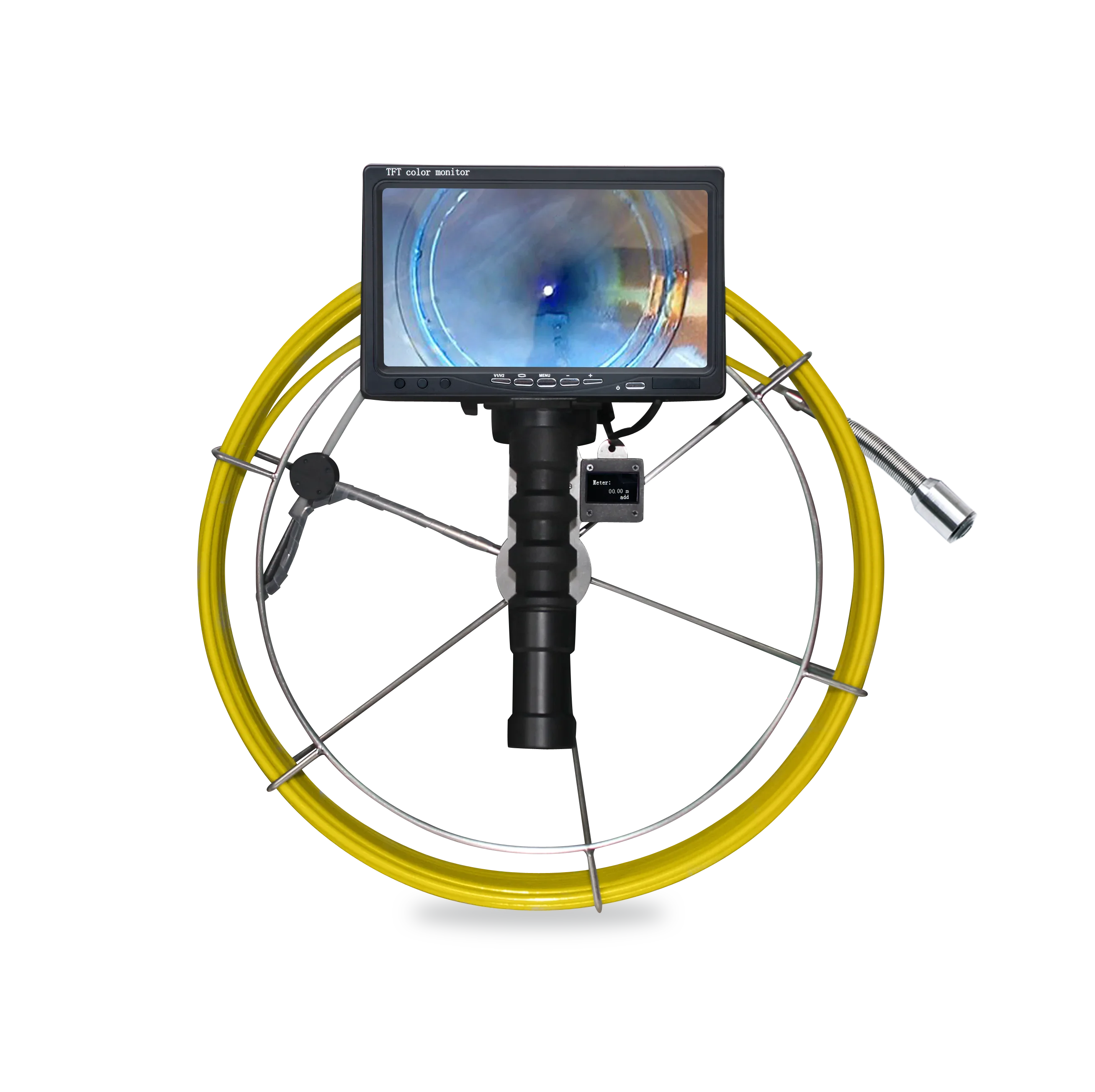 Portable Sewer Drain Pipe Inspection Endoscope Borescope Push Rod Camera With Meter Counter