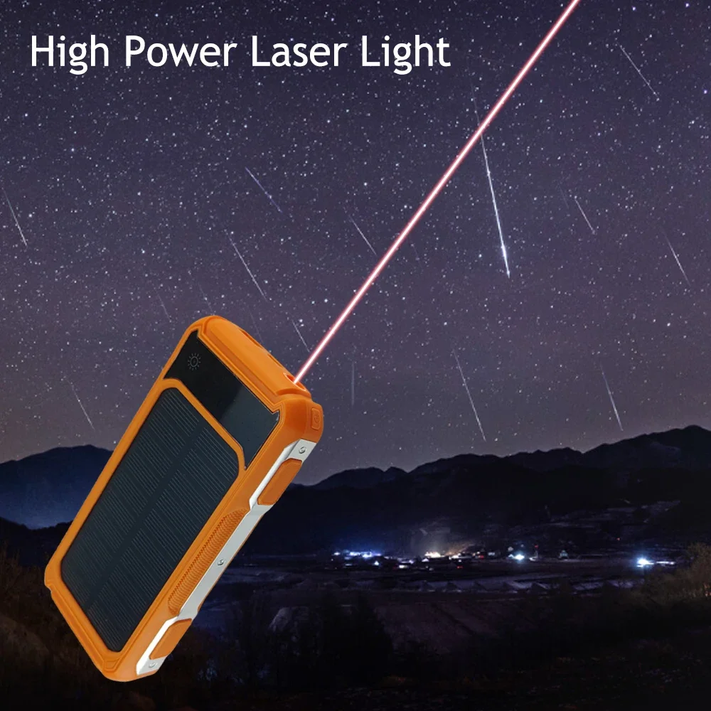 Fast Charging 10000mAh Solar Power Bank  Charger 4USB Port with Laser Lamp External Battery Power Bank