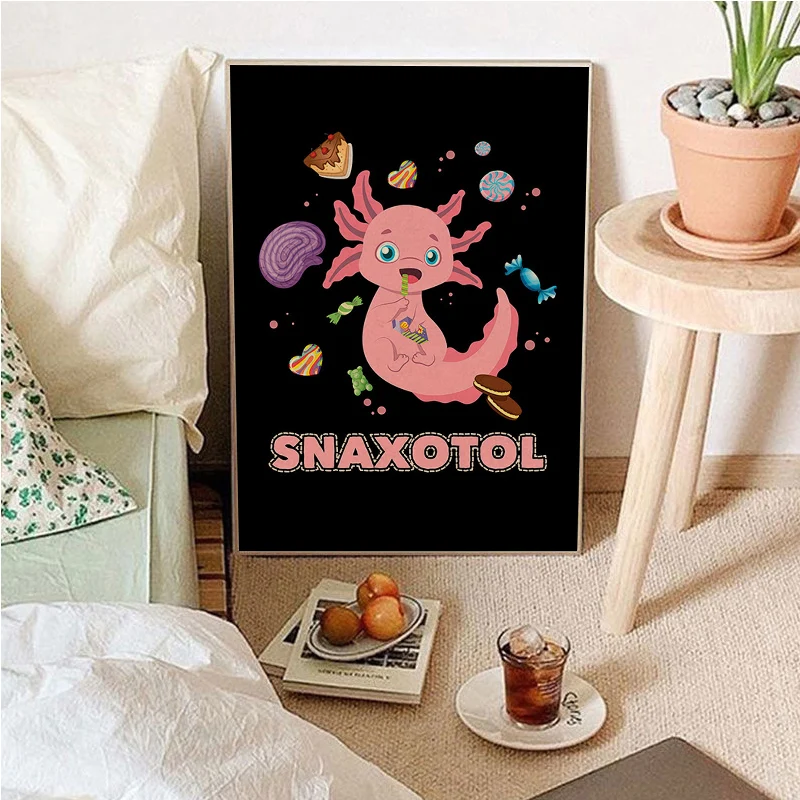 Cute Axolotl Vintage Posters Kraft Paper Sticker Home Bar Cafe Room Wall Decor