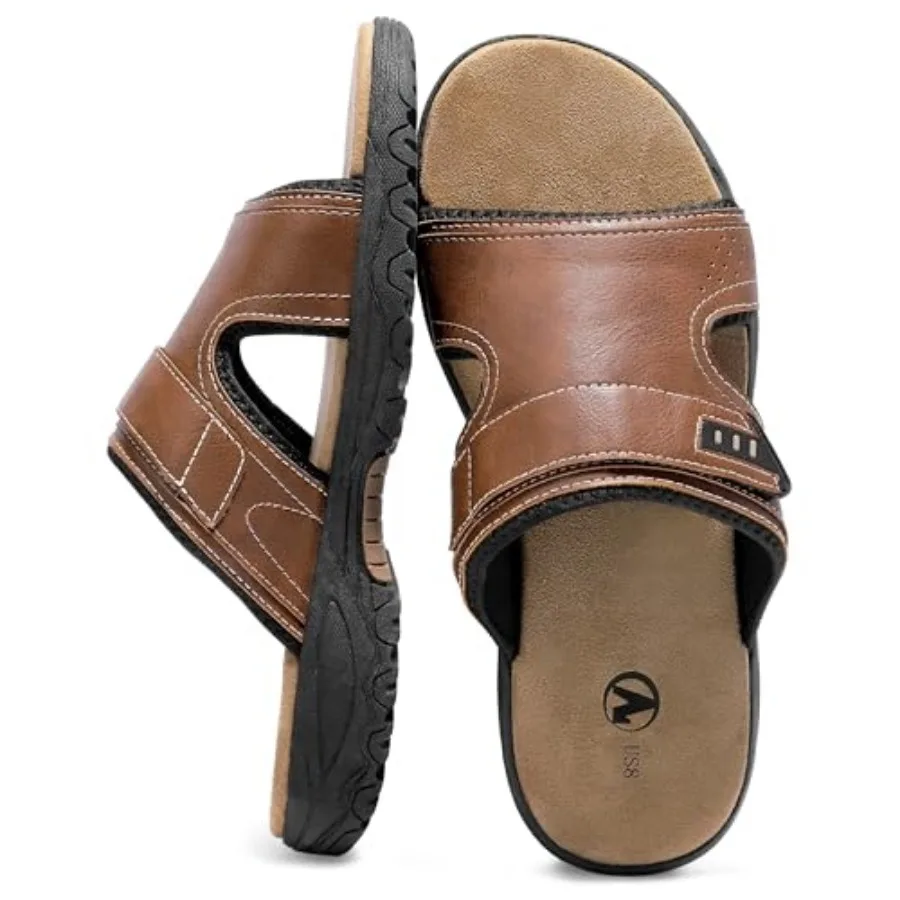

MIXIN Mens Slide Sandals Casual Slip On Beach Sandals with Adjustable Strap for Summer