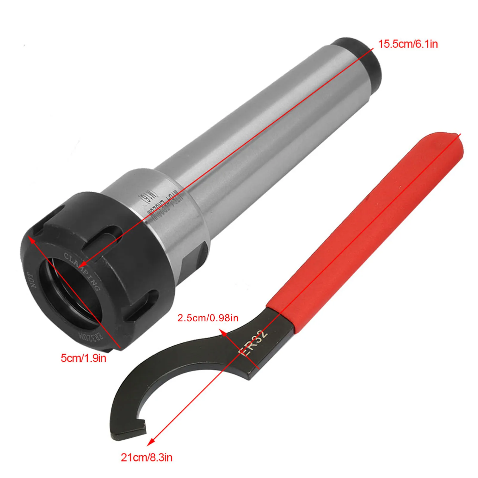 Carbon Steel MT4 ER32 M16 Collet Chuck Tooling Holder CNC Milling Lathe Tool with Wrench