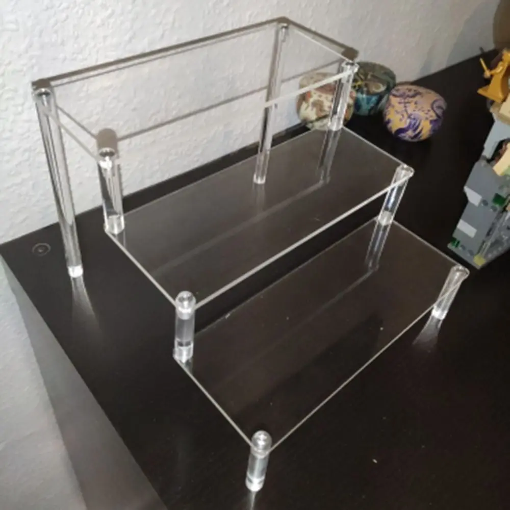 1-5 Tier Acrylic Display Stand Durable Display Rack For Cupcake Perfume Doll Transparent Trapezoidal Blind Box Storage Shelf