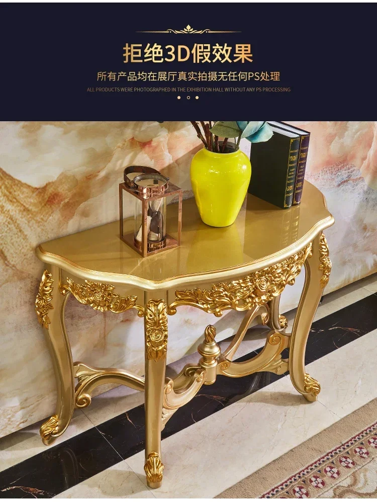 

YH9Luxury solid wood porch foyer decorative table European light luxury semi-round side cabinet partition