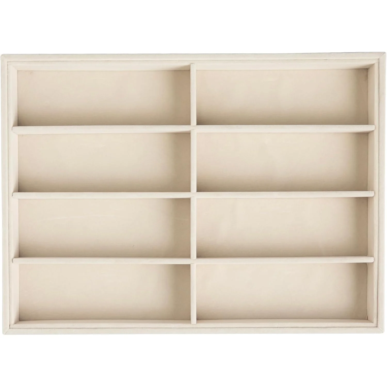 Versatile Gray Velvet Organizer Tray for Glasses, Jewelry & Watches - 8-Compartment, Stackable Display Storage Box, Jewelry Tray