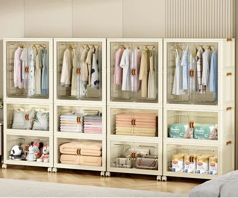 %Large Folding Box Installation-free Storage Closet Cabinet Children's Wardrobe Home Living Room