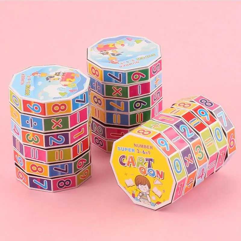 Matemática Magic Cube Números cilíndricos Contando Puzzle Multiplicação Puzzle Game Gift Stickers Grande assistência para crianças Aprender matemática