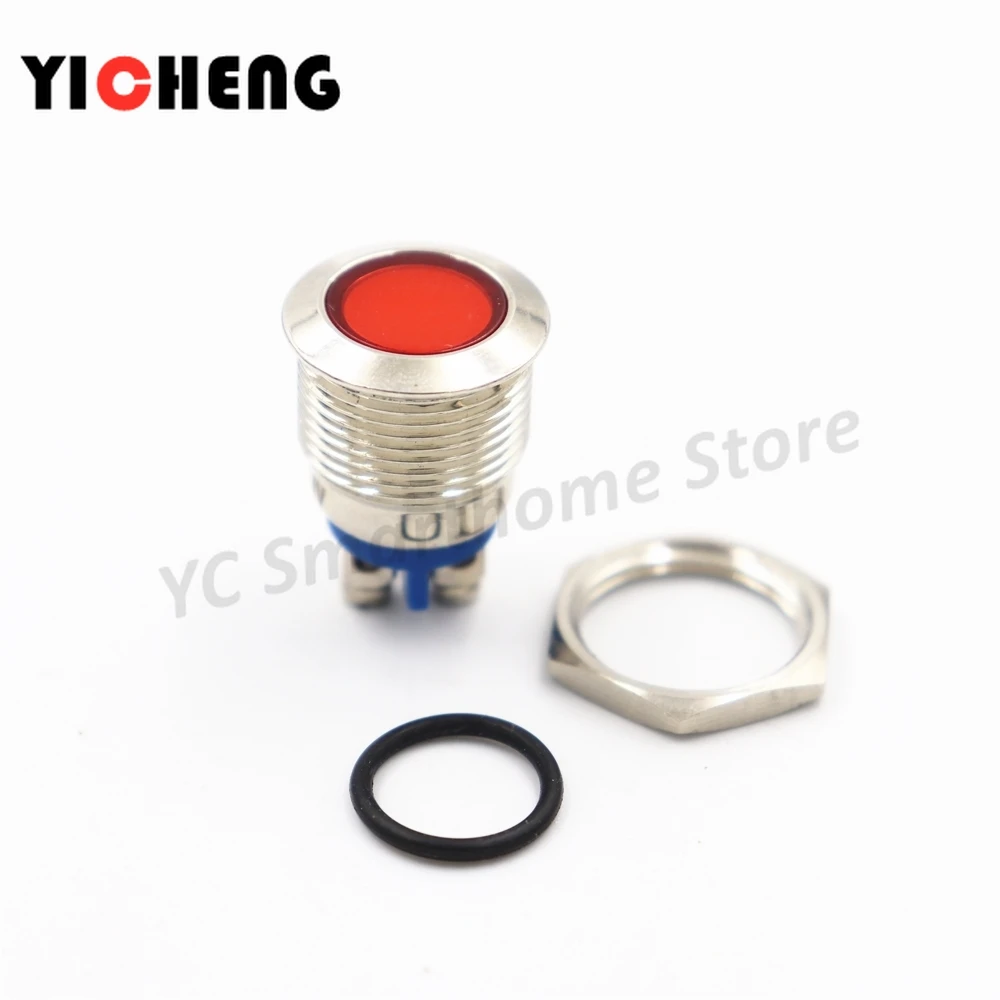 1Pcs LED metal indicator power waterproof signal light screw foot 16mm/19mm/22mm/25mm