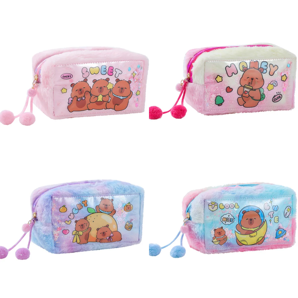 High Quality Kapbala Plush Pencil Case Cute Student Stationery Storage Bag Large Capacity DIY Material Desktop
