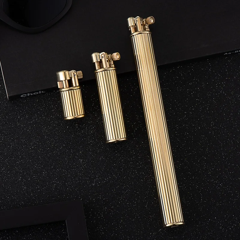 New Pure Copper Precision Sculpture Series Grinding Wheel Kerosene Lighter Cool Portable Sideslip Ignition Windproof Lighter