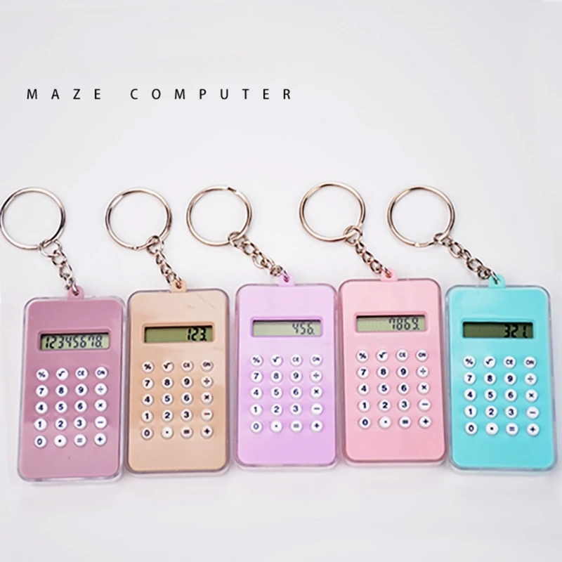 Mini Calculator with Maze, Pocket Size 8 Digits Basic Calculator Portable Key Chain Calculator for Kid Student Gift F19E