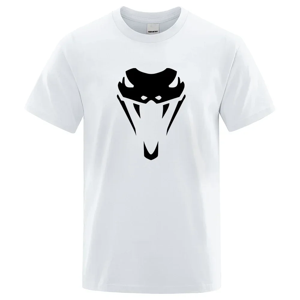 Snake Head Cobra Fangs T Shirts Men Fashion 100% Cotton Shirt Loose Summer Breathable T Shirts Fashion Crewneck Tops Mens New