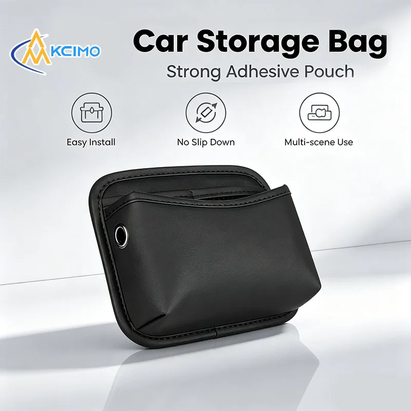 Car Adhesive Storage Pouch Multi Scene Organizer Easy Install Anti Slip Bag 1pc Multiple Colors Available