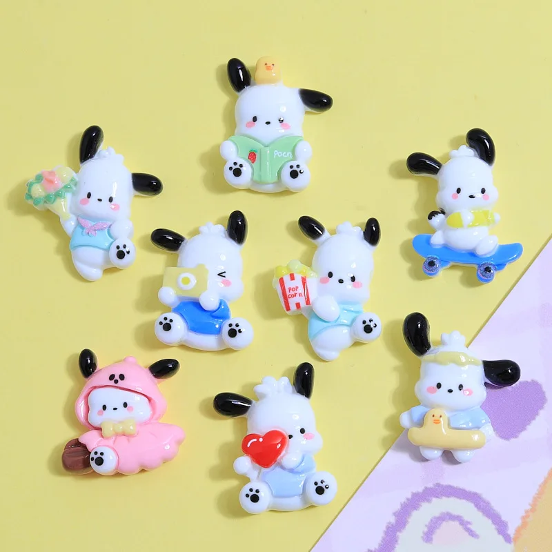 

100pcs Resin Cartoon Sanrio Pochacco Flatback Cabochon Crafts Charms DIY Scrapbooking Embellishment Accessory