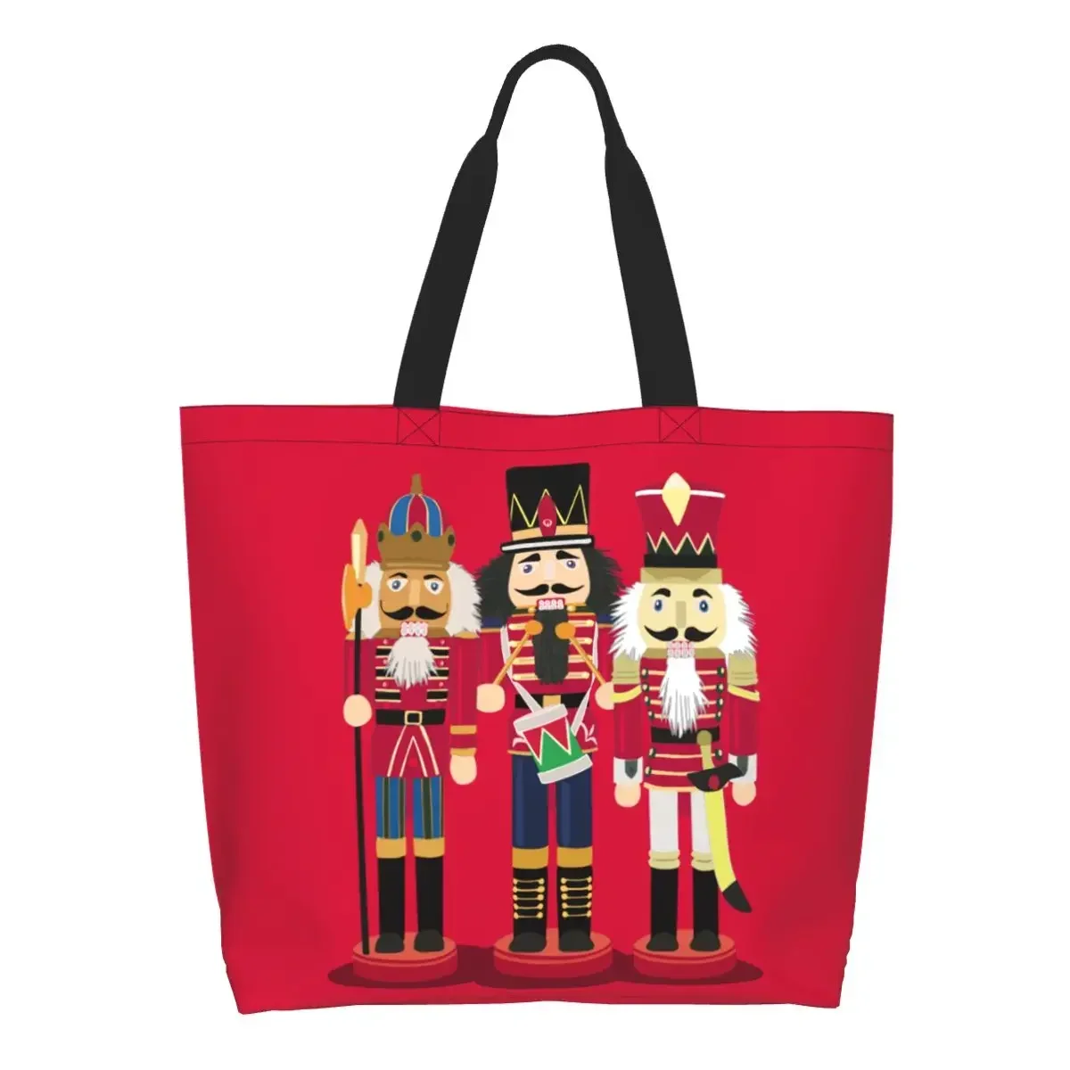 Custom Nutcracker Soldier Toy Christmas Gift Canvas Shopping Bag Women Washable Big Capacity Grocery Tote Shopper Bags