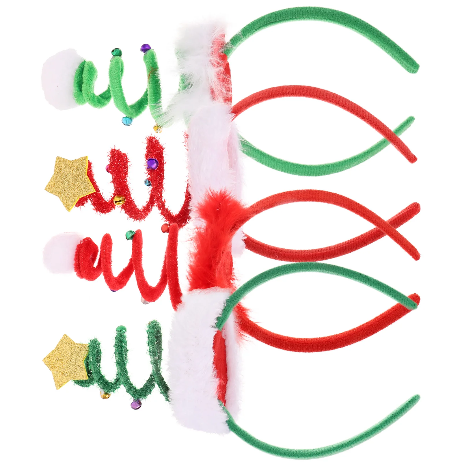 

4Pcs Christmas Tree Headbands Premium Sequin Hair Accessories Lightweight Festive Party Wear for Holiday Carnival Photography