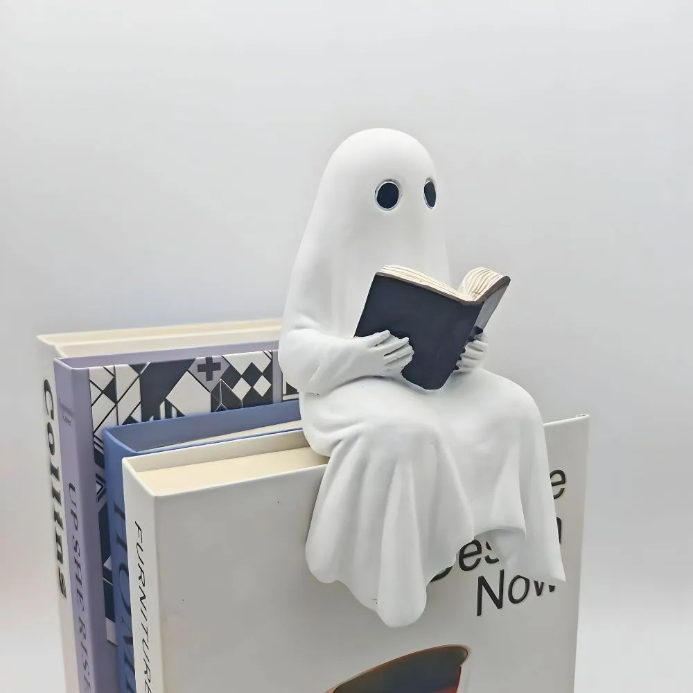 

New Halloween Sit Specter Statue Resin with Book Reading Specter Statue Miniature Size Specter Ornament Party Accessories