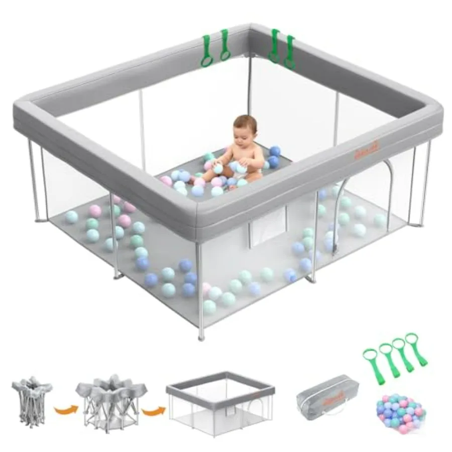 

Складной манеж 50x50 см, портативный детский манеж для малышей, быстро складывающийся безопасный игровой манеж с шариками, кольцами для тяги и сумкой для переноски