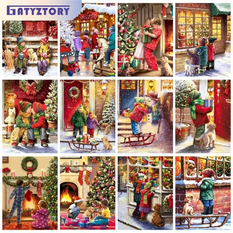 

GATYZTORY Christmas Painting By Numbers For Handicrafts Children Coloring By Numbers Diy Gift Picture Paint For Home Decors Artw