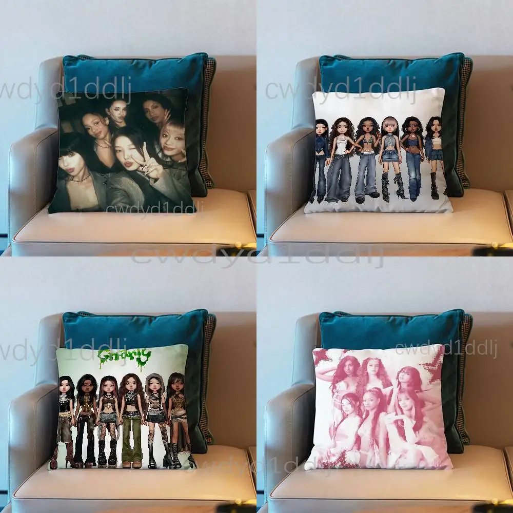 

K-Katseye Gnarly Girls Pillow Case Short Plush Sofa Decorative Gift Home Double-sided Printing Cushio